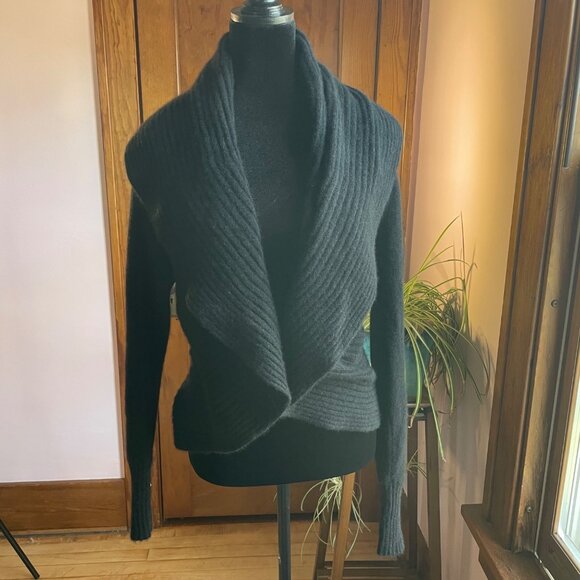 Fenn Wright Manson 100% Cashmere Cardigan | Black Shawl Collar L Soft Luxury - Picture 1 of 7